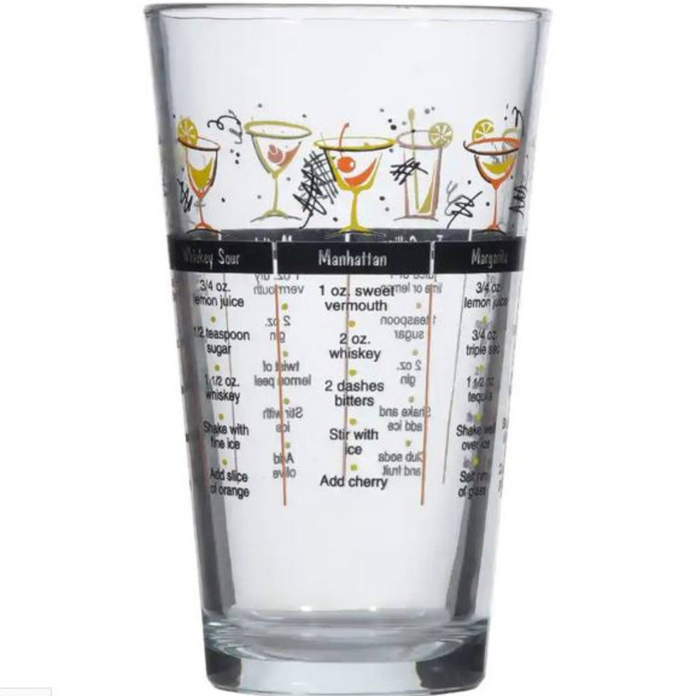 🌼 TWO Vintage-Look Mixed Drink Recipe Glasses